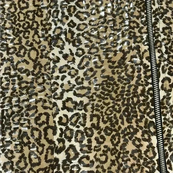 Exclusively Misook Jacket Animal Print Faux Leather Zip Clear Sequin Women Large - Picture 5 of 9